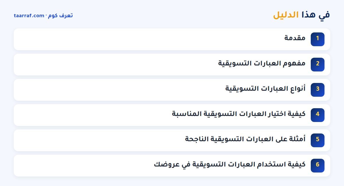 في هذا الدليل: عبارات تسويقية لجذب الزبائن: اكتشف كيف تجعل عروضك لا تقاوم!